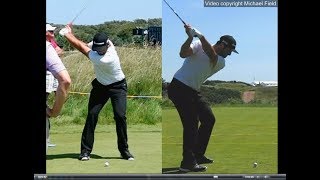 Jon Rahm golf swing  Long Iron faceon amp downtheline July 2017 [upl. by Hirschfeld]