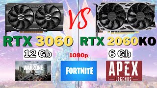 RTX 3060 vs RTX 2060 Benchmark  1080p  Call of duty Warzone  Fortnite  Apex Legends  Stock amp OC [upl. by Maribel366]