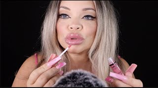 ASMR Lipgloss Application  Pumping  Mouth Sounds [upl. by Nirok]