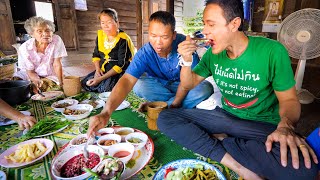 Thai Farm Food 3 HUGE VILLAGE MEALS  Unseen Thai  Lao Food on the Mekong River [upl. by Inram]