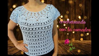 Tutorial Blusa Betty Facil y Rapido Parte 1 Crocheteando con la Comadre💖👠💄💋 [upl. by Aderb]