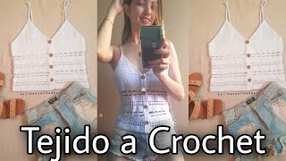 Blusa tejida a crochet de tirante a la moda Todas las tallas [upl. by Trudnak]