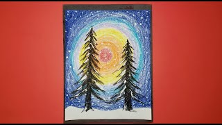 Elementary Art Winter Tree Drawing [upl. by Nidak]