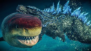 Godzilla vs Megalodon Livyathan amp All Marine Reptiles  Epic Battle in JWE2 [upl. by Innus681]