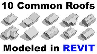 10 Common Roof Shapes Modeld in Revit Tutorial [upl. by Glaudia181]