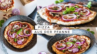 5 Minuten PIZZA AUS DER PFANNE  schnelle Pizza ohne Backofen 🍕🍕🍕 [upl. by Karlotte]