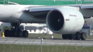 B777200ER Alitalia decollo takeoff to New York JFK intl from Rome Fiumicino FCO LIRF [upl. by Keene]