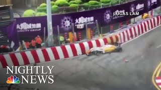 The Scary Moment A Teenage Formula 3 Driver Goes Airborne Crashes During Race  NBC Nightly News [upl. by Anecusa]