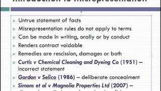 Misrepresentation Lecture 1 of 4 [upl. by Etnaud65]