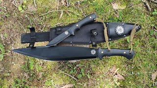 United cutlery Columbian survival smatchet amp field knife 2 piece survival set [upl. by Anilev588]