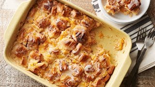 Cinnamon RollPeach Pie Breakfast Casserole  Pillsbury Recipe [upl. by Yruam]